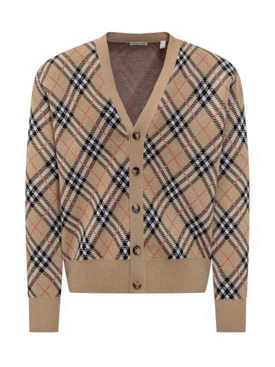 25FW 버버리 울 브이넥 체크 가디건  8110629 B9368 SAND CHECK