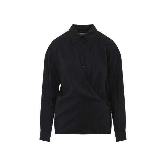  르메르 스트레이트 칼라 트위스트 셔츠 SH1141 LF1308 BK999 BLACK