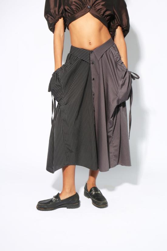  Banzo 미디 스커트 반조 패니어 스커트 그레이 스트라이프 - OTHER BRANDS