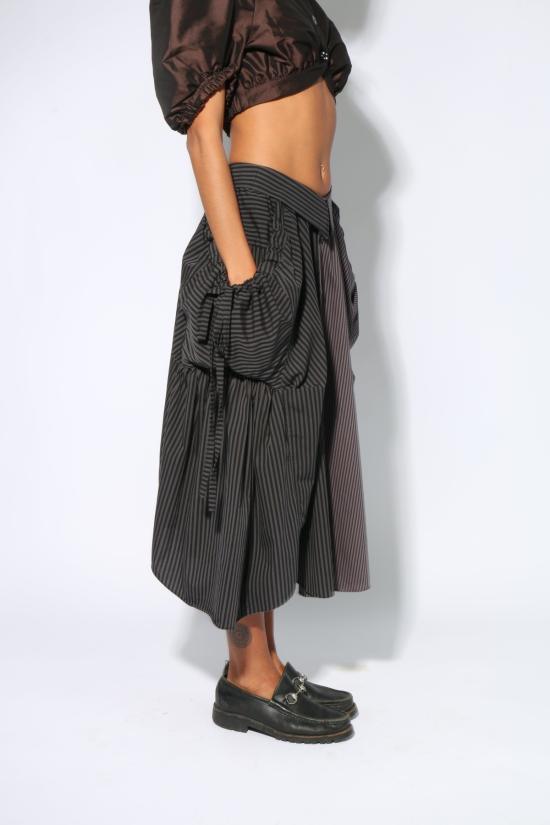  Banzo 미디 스커트 반조 패니어 스커트 그레이 스트라이프 - OTHER BRANDS