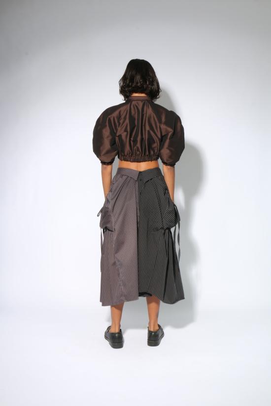  Banzo 미디 스커트 반조 패니어 스커트 그레이 스트라이프 - OTHER BRANDS