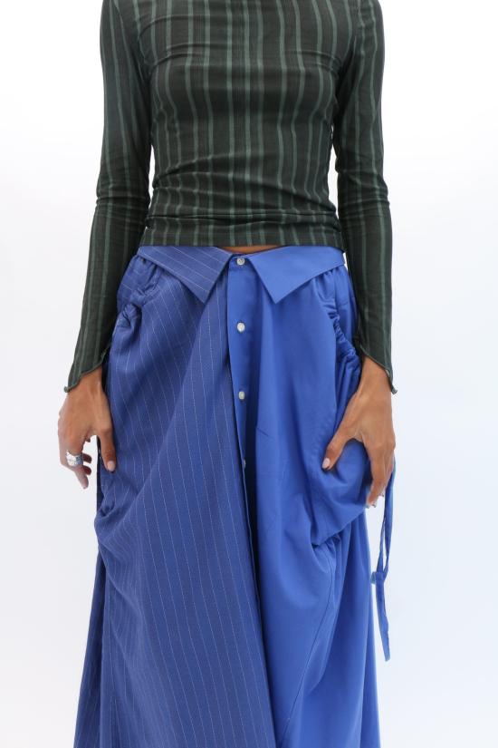  Banzo 미디 스커트 반조 파니어 스커트 블루 스트라이프 - OTHER BRANDS