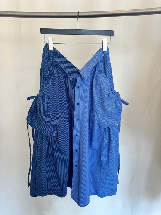  Banzo 미디 스커트 반조 파니어 스커트 블루 스트라이프 - OTHER BRANDS