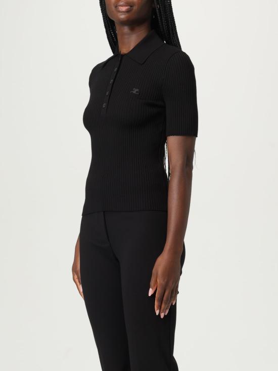 25FW 쿠레쥬 폴로 티셔츠 VESMPO029FI0001 9999 Black - COURREGES