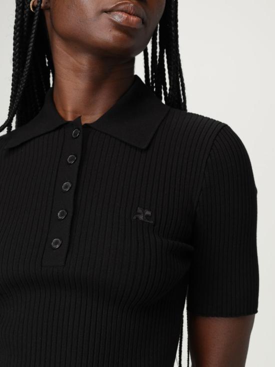 25FW 쿠레쥬 폴로 티셔츠 VESMPO029FI0001 9999 Black - COURREGES