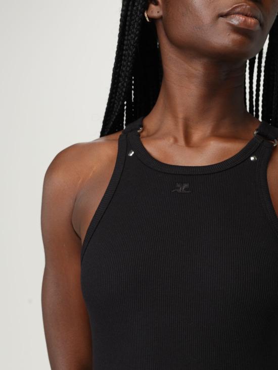 25FW 쿠레쥬 민소매 티셔츠 325JDE142JS0194 9999 Black - COURREGES