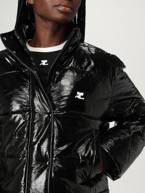 25FW 쿠레쥬 바이닐 숏 푸퍼 자켓 323CMA106VY0016 9999 Black - COURREGES