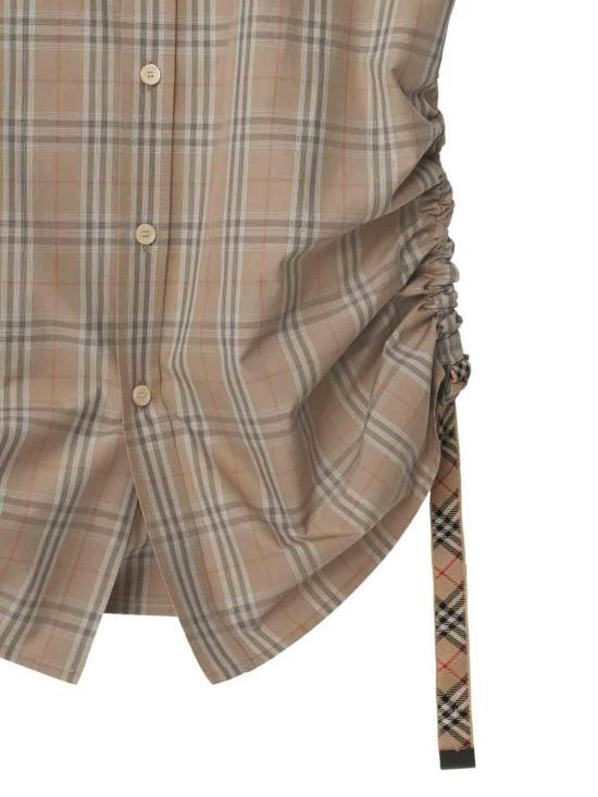  버버리 슬림 핏 체크 코튼 셔츠 8107968 Beige - BURBERRY