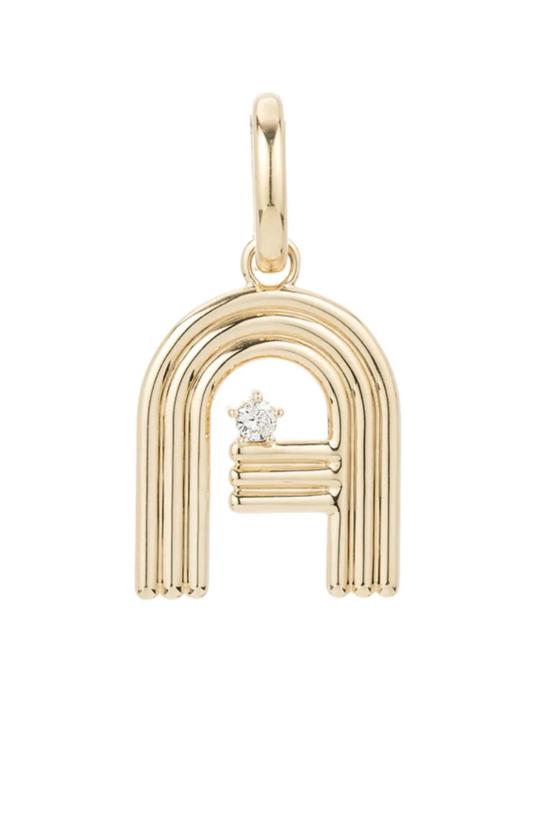  Adina Reyter 반지 아디나 레이터 그루비 다이아몬드 이니셜 힌지드 챠름 14K 옐로우 골드 - OTHER BRANDS