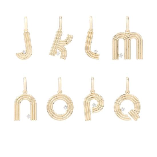  Adina Reyter 반지 아디나 레이터 그루비 다이아몬드 이니셜 힌지드 챠름 14K 옐로우 골드 - OTHER BRANDS