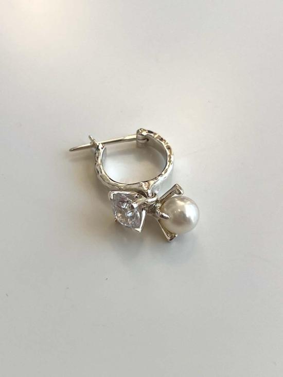  E.M. 이어링 펄 스톤 허기  실버 - OTHER BRANDS
