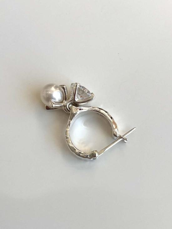  E.M. 이어링 펄 스톤 허기  실버 - OTHER BRANDS