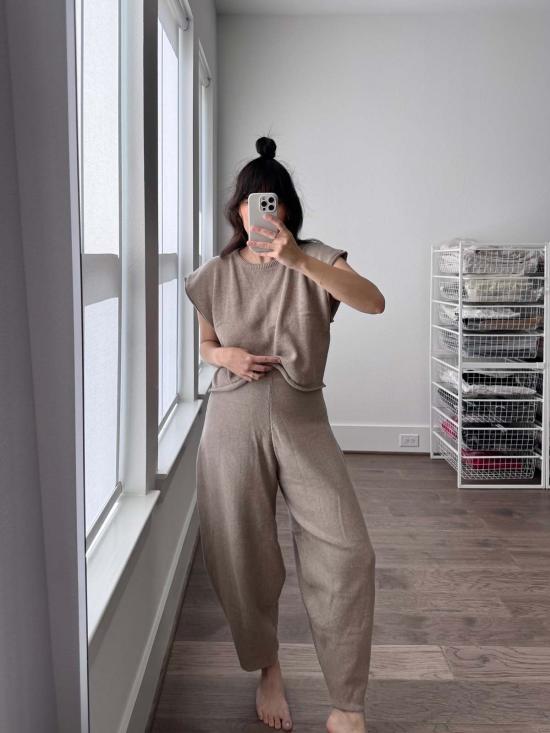  Avy & Co. 스트레이트 팬츠 엘크 니트 볼륨 팬츠