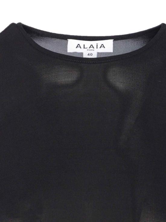 25FW 알라이아 반팔 티셔츠 AA9H1248J050B995 Black - ALAIA