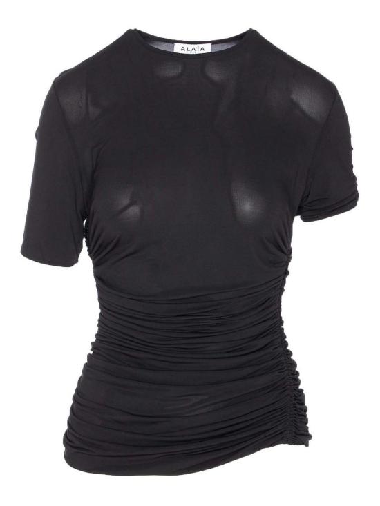 25FW 알라이아 반팔 티셔츠 AA9H1248J050B995 Black