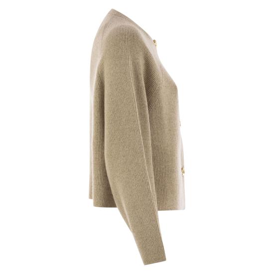 25FW 파비아나 필리피 플래티넘 르렉스 크루넥 가디건 MAD215F078 BEIGE - FABIANA FILIPPI