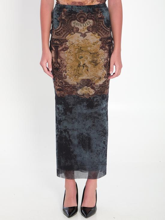 25FW 장 폴 고티에 롱 스커트 WSK005M006P 005740 BLACK