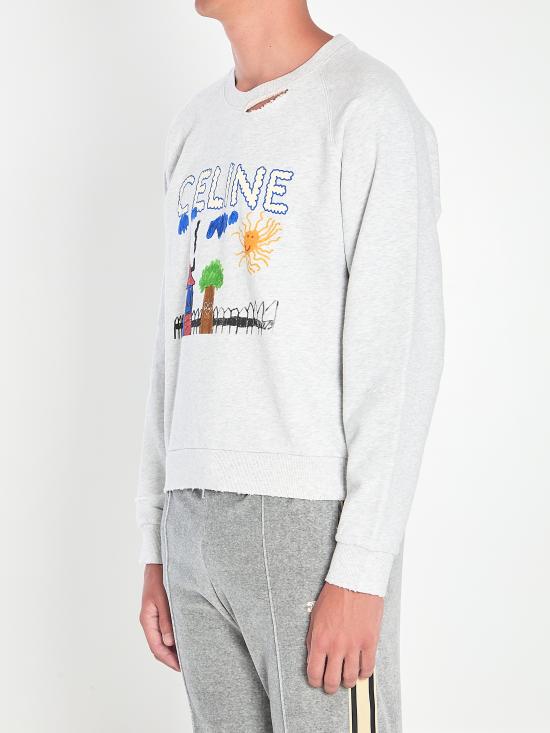 25FW 셀린느 코튼 플리스 레귤러 스웨트셔츠 RY0GW670Q GCA7 GREY - CELINE