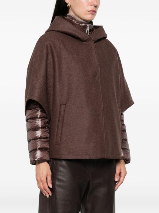 25FW 에르노 펠트 울 & 울트라라이트 나일론 리조트 케이프 PI00154DR333728810 BROWN - HERNO