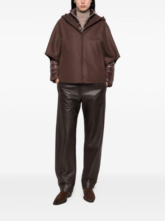 25FW 에르노 펠트 울 & 울트라라이트 나일론 리조트 케이프 PI00154DR333728810 BROWN - HERNO