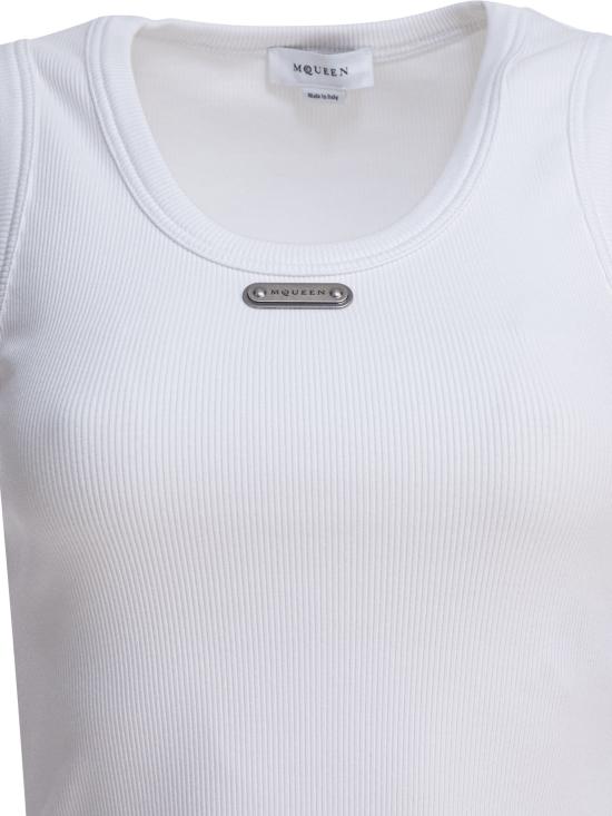 25FW 알렉산더 맥퀸 로고 플래킷 탱크탑  839507QLAER9000 WHITE - ALEXANDER MCQUEEN