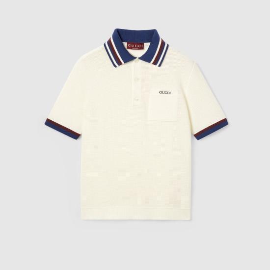 25FW 구찌 스트라이프 칼라 반팔 폴로  824477XKEYD 9275 IVORYMC