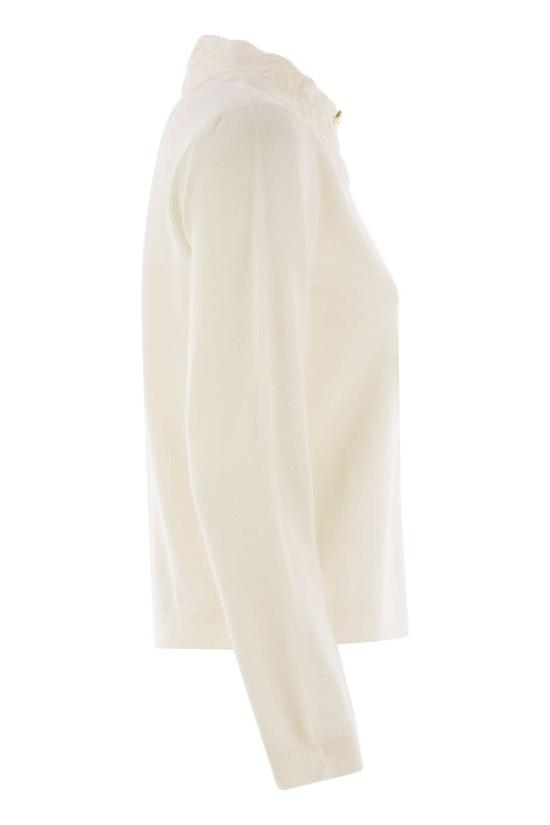 25FW 파비아나 필리피 마크라메 레이스 플래티넘 스웨터 MAD215F048L590 25 WHITE - FABIANA FILIPPI