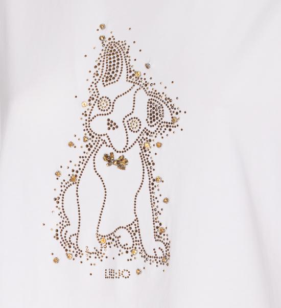 25FW 리우조 반팔 티셔츠 MF5412JS923 M9789 White - LIU JO