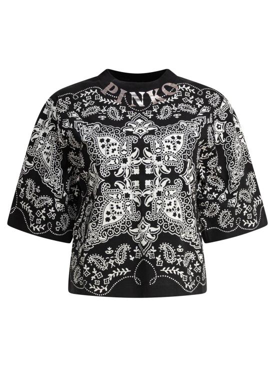 25SS 핑코 반팔 티셔츠 104604 A2CYZDI BLACK