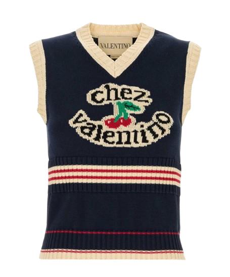 25FW 발렌티노 가라바니 민소매 티셔츠 7B3KM06E 9HM0W6 Navy betulla