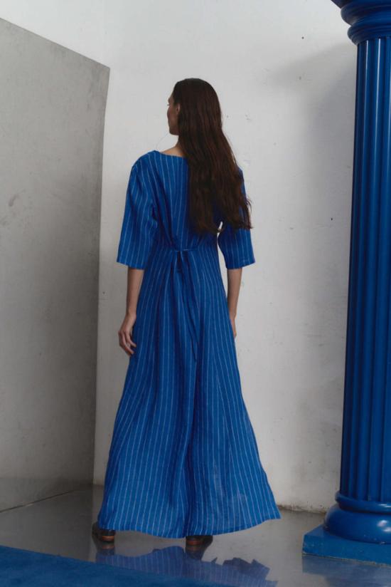  다두라 롱 원피스 다투라 라피스 스트라이프 리넨 파예사 드레스 - DATURA