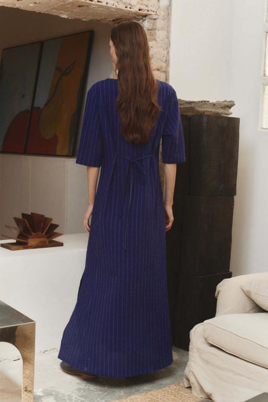  다두라 숏 원피스 다투라 인디고 핀스트라이프 파예사 드레스 - DATURA