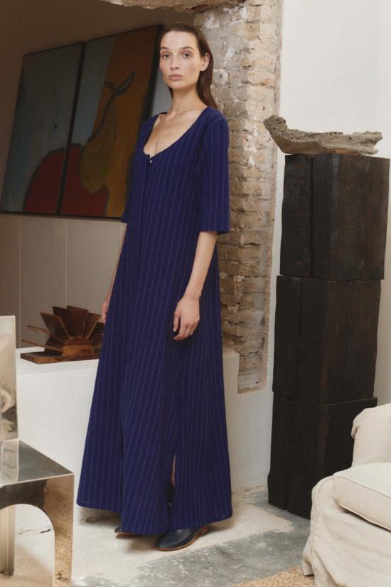  다두라 숏 원피스 다투라 인디고 핀스트라이프 파예사 드레스 - DATURA