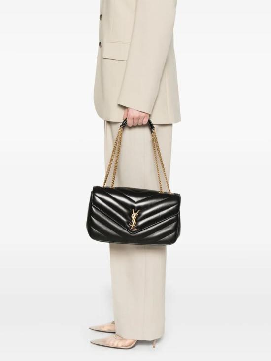 25FW 생로랑 루루 마틀라세 램스킨 미디움 숄더백 801439AAEAX 1000 NOIR Black