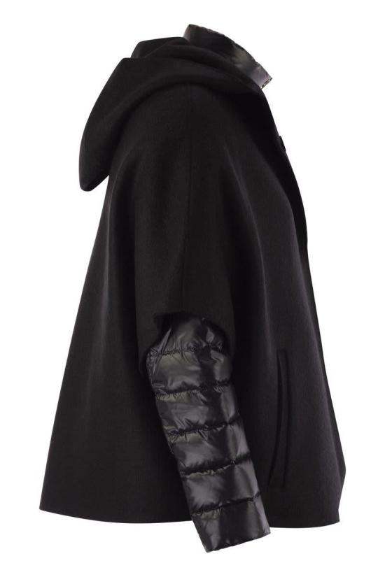 25FW 에르노 펠트 울 & 울트라라이트 나일론 리조트 케이프  PI00154DR33372 9300 Black - HERNO