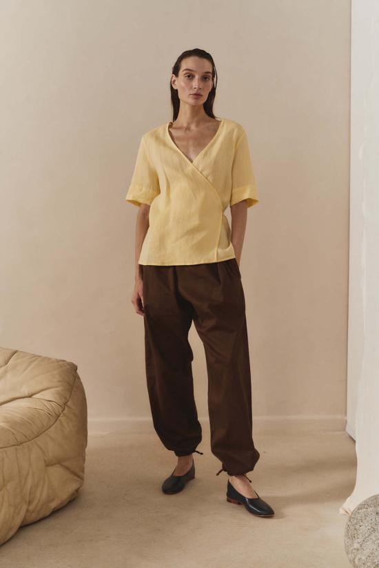  다두라 스트레이트 팬츠 다투라 초콜릿 리넨 켄도 - DATURA