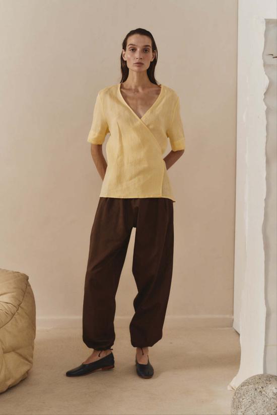  다두라 스트레이트 팬츠 다투라 초콜릿 리넨 켄도