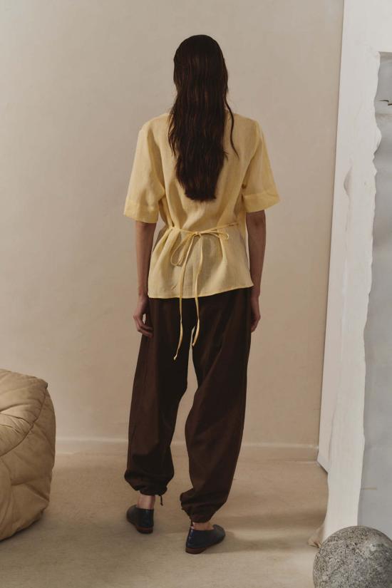  다두라 스트레이트 팬츠 다투라 초콜릿 리넨 켄도 - DATURA