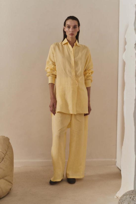  다두라 스트레이트 팬츠 Datura Beurre 리넨 유도 바지 Beurre