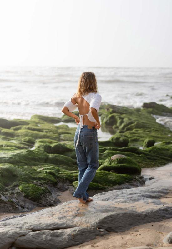  더 노티 원스 블라우스 Knotty Ones Lake Galve 리넨 탑 내추럴 - THE KNOTTY ONES