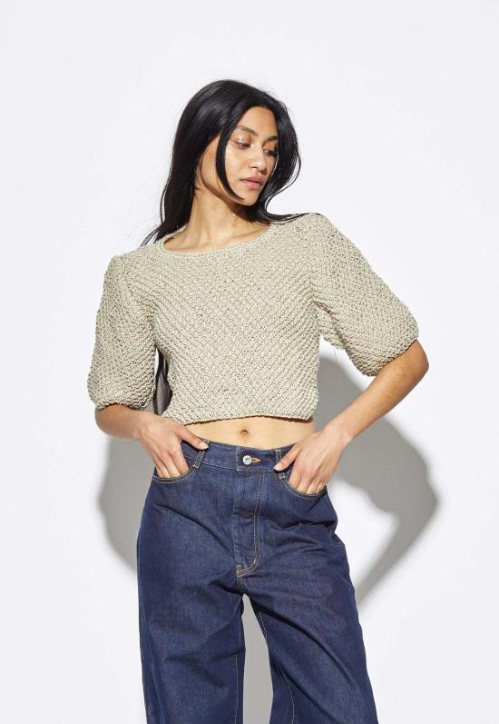  더 노티 원스 블라우스 Knotty Ones Lake Galve 리넨 탑 내추럴 - THE KNOTTY ONES