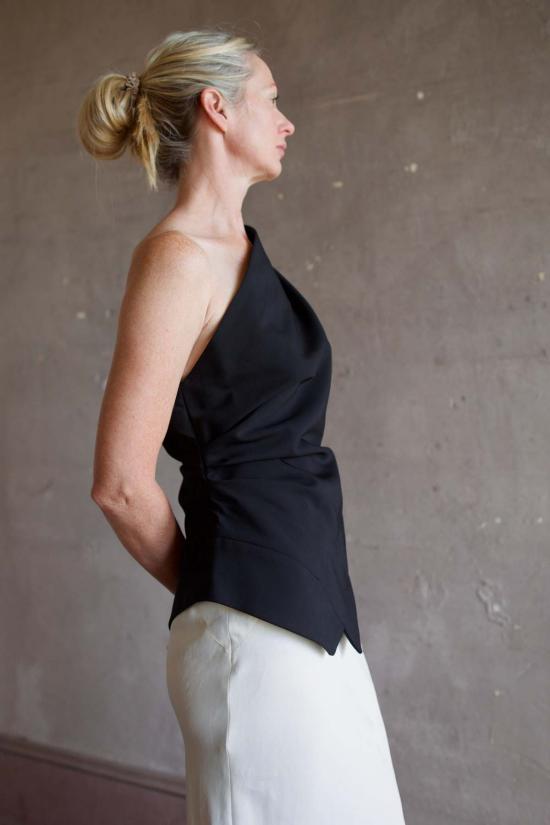  로에 셔츠 로헤 오프더숄더 라펠 탑