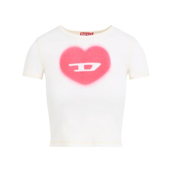 25FW 디젤 반팔 티셔츠 A128360SQAD1AM WHITE DOM - DIESEL