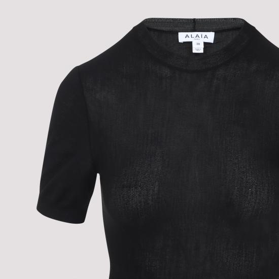 25FW 알라이아 반팔 티셔츠 AA9H1235M922B 995 NOIR ALAIA - ALAIA