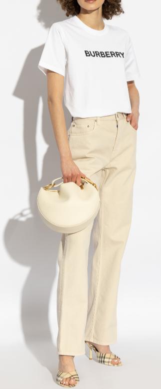 25SS 버버리 로고 패치 스트레이트 레그 바지 8101479 B8622 Oat - BURBERRY