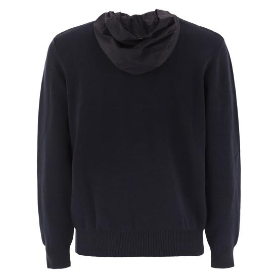 25FW 에르노 더블 코튼 니트 & 포넨테 트래블 나일론 후드 티셔츠 MG00027UR BLUE - HERNO