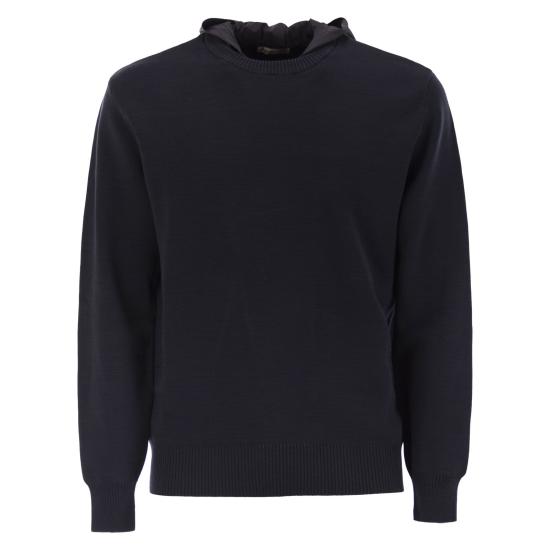 25FW 에르노 더블 코튼 니트 & 포넨테 트래블 나일론 후드 티셔츠 MG00027UR BLUE