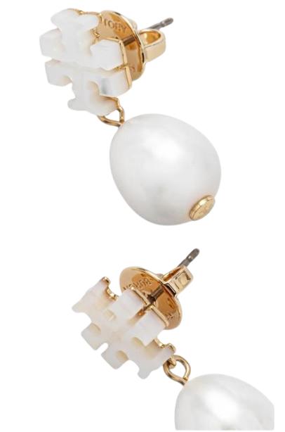 25FW 토리버치 이어링 168009 700 Gold pearl - TORY BURCH