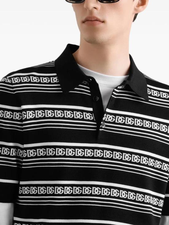 25FW 돌체앤가바나 폴로 티셔츠 GXZ02TJBSN4 N0004 NERO BIANCO - DOLCE & GABBANA