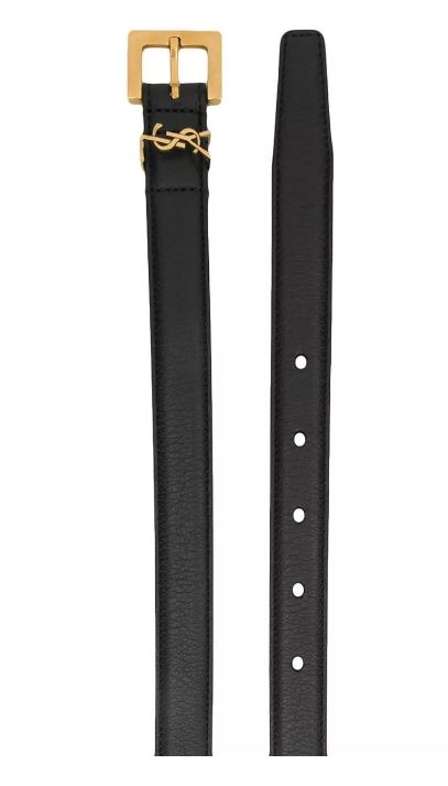 24FW 생로랑 카산드라 씬 스퀘어 버클 벨트 554465 BOO0W1000 Black - SAINT LAURENT